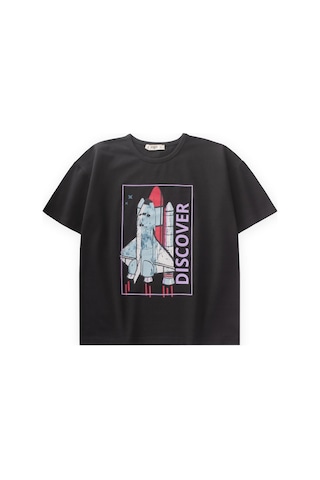 Cigit Dıscover Baskılı T-shırt 8-12 Yaş Siyah SIYAH