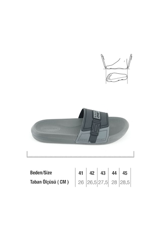 Gezer Sport Erkek Yazlık Pu Islak Zemine Uygun Günlük Ev Banyo Bahçe Havuz Terlik Gri