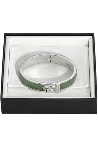 Montblanc M Logo Kil Deri Çelik Bilezik 133125 Yeşil