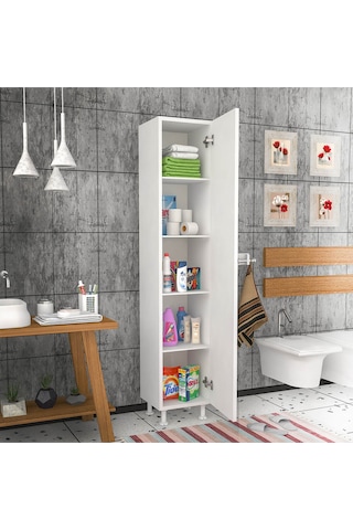 Moonlife 5 Raflı Banyo Boy Dolabı Çok Renkli