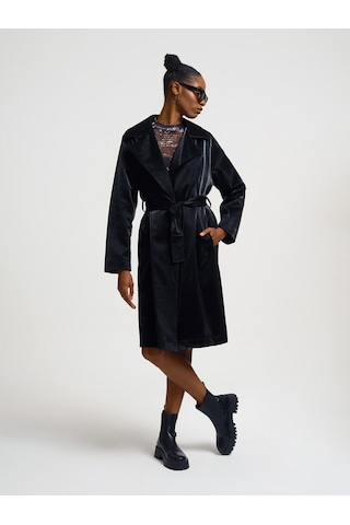 Regular Fit Kadın Trenchcoat Siyah