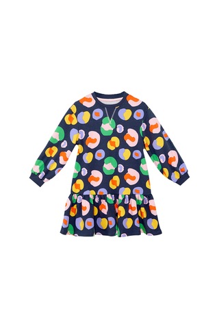 Denokids Mshb&g Renkli Çiçekli Kız Çocuk Lacivert Elbise Çok Renkli
