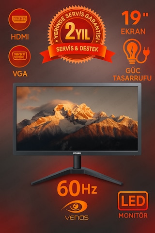 19 Geniş Ekran 60 Hz Led Monitör