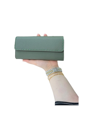 Mft Leather Hakiki Deri El Portföyü Cüzdan Hilton 8926 Flother Mat Haki