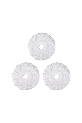 Prestigegoods Srıwen 3 Adet Mikrofiber Yedek Mop Başlığı Beyaz - 360 Döndürme İçin/