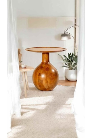 Wood Decorative Tekli Mantar Sehpa Ahşap Orta Sehpa, Tik Ağacı