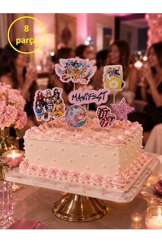 Schulzz Party Lüks Manifest Temalı Doğum Günü Parti Pasta Süsü 8 Parça 10+