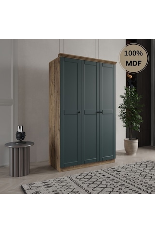 Dali 3 Kapılı Mdf Country Gardırop Yeşil
