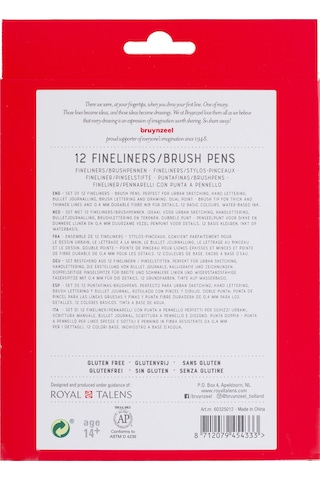 Bruynzeel Fineliner-brush 12'li Çift Taraflı Kalem Seti 60325012