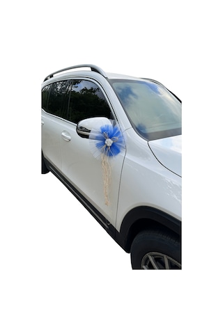 20 Adet Beyaz Mavi Kristal Tül Beyaz Lateks Güllü Konvoy Süsü