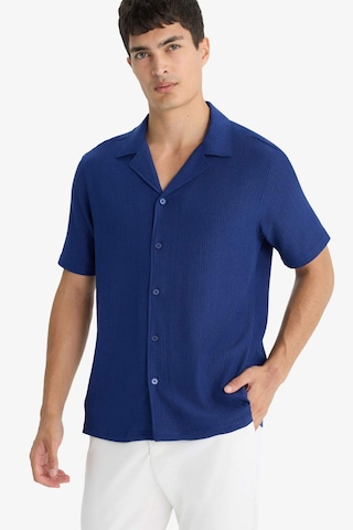 Defacto Modern Fit Polo Yaka Penye Kısa Kollu Gömlek C4125ax25smbe753 Mavi