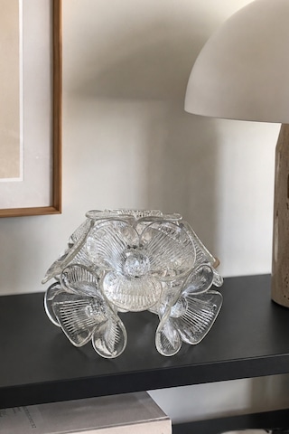 Lüks El Yapımı Kristal Cam Çiçek Dekoratif Obje El Kesmesi Kristal Top Detaylı