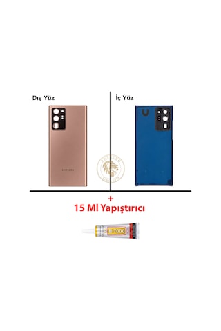 Samsung Galaxy Note 20 Ultra Bronz Renk Lensli Arka Kapak + B7000 Yapıştırıcı Arka Cam Batarya Kapağı Pil Kapağı Lazer Kesim Back Cover Galaxy Note 20 Ultra Uyumlu 76805701