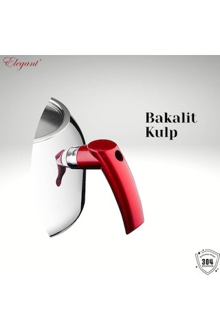 Mirage Aile Boy Bakalit Kulplu Çaydanlık Takımı - Kırmızı Kırmızı
