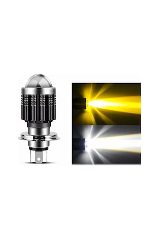 Renault R11 1984-1996 H4 Led Far Ampulü Sarı-beyaz Işık Canbus Mini Lensli 2'li Set