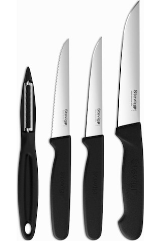 Stevig Cut 4 Fresh Sebze Soyacak Ve Bıçak Seti 4 Parça Siyah St-401 Siyah