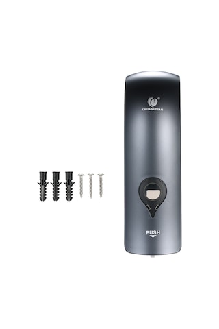 Hangfox Duvar Montajlı 300ml El Sabunu Dispenseri - Manuel Basma Tipi, Duş Jeli/saç Şampuanı Depolayıcı, Delme Gerekiyor, Abs Malzeme, Yıldız Gri, Cd-1049c Gri