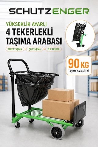 90 Kg Taşıma Arabası Yük Paket Çöp Paket Taşıma Yükseklik Ayarlanır Çok Amaçlı 678tc