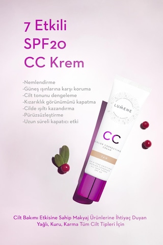Lumene Shade Tan-7 Etkili Renk Dengeleyici CC Krem SPF 20 Koyu 30 ML