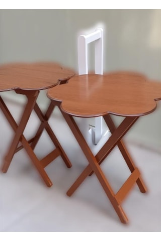 Çanta Zigon Sehpa Papatya Model İkili Takım Ahşap Mdf Ceviz Renk Uyum Kutu Sevk El Yapım