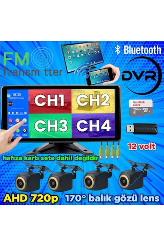 Dokunmatik Video Müzik Dvr Ekran 4 Ad 720p Ahd 170'' Kamera