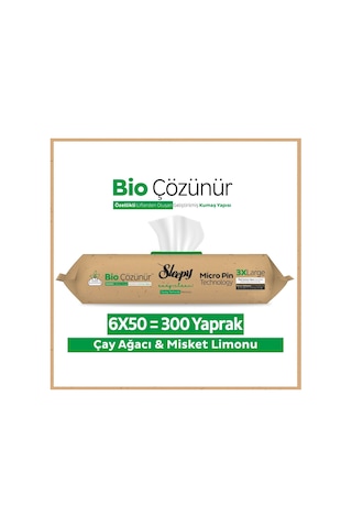 Sleepy Bio Çözünür Yüzey Temizlik Havlusu&Mendili Çay Ağacı&Misket Limonu 6x50 (300 Yaprak)
