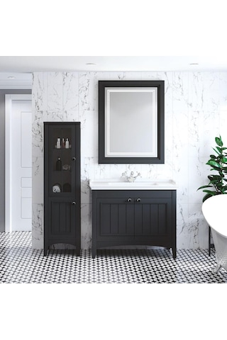 Denko Helena 100 Cm Mdf Füme Banyo Dolabı Takımı + Boy Dolabı Füme