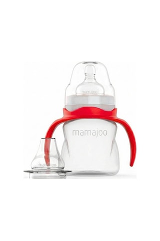 Mamajoo Kulplu Antikolik Alıştırma Biberonu 160 ml 6 Ay+ | Orta Akışlı, 2-in-1.