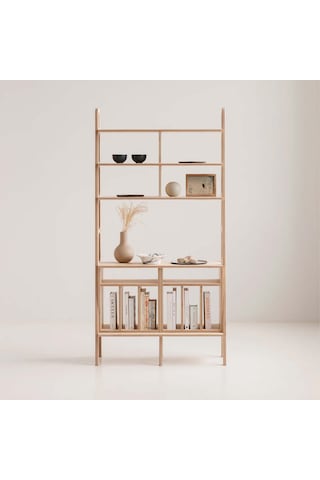 Woodesk Ocean, Ahşap Kitaplık Ve Raf Ünitesi, Natural Renk