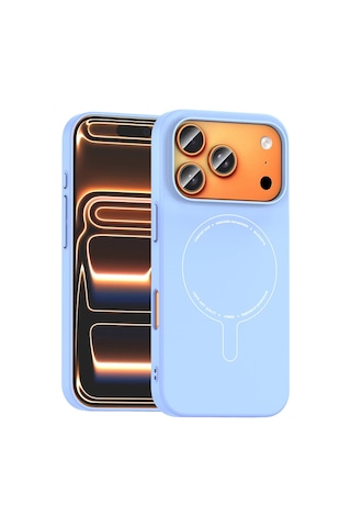 Apple iPhone Uyumlu Uyumlu 18 Pro Max Kılıf M-safe Şarj Özellikli Kamera Korumalı Zore Elio Sert Pc Kapak Açık Mavi