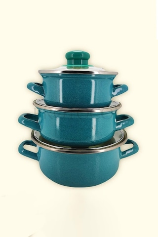 Protocol London 12/14/16 Cm Mini Emaye Tencere Seti - Turkuaz