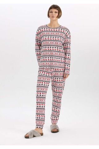 Defacto Fall in Love Yılbaşı Temalı Bisiklet Yaka Üst A3375AX23WNER105 Ekru