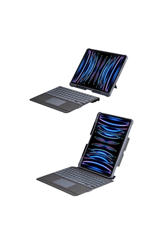 Gld-spt- Newface T5509d Apple Uyumlu iPad Pro 12.9 2022 Kılıf Palermo Ledli Klavyeli Standlı Tablet Kılıfı - Si