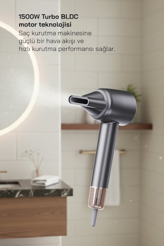 Shd-1740 Bldc Saç Kurutma Makinesi Gri 3 Hız, 4 Isı Ayarı, İyon Teknolojisi