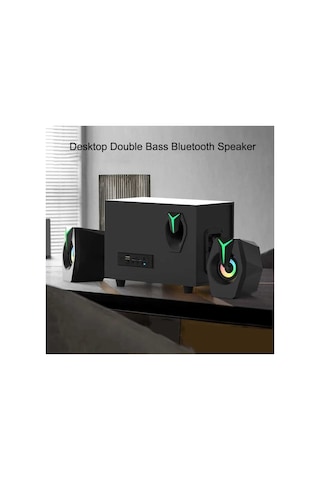 Multimedya Bluetooth Hoparlör Sd Kart Usb 2.1 Kanal Subwoofer 2+1 Işıklı Pc Speaker