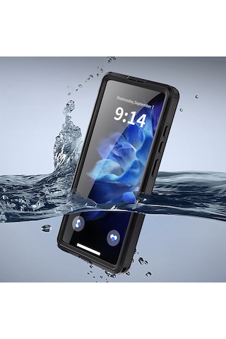 Samsung Uyumlu Galaxy S25 Ultra Kılıf 360 Ön Arka Su Geçirmez 1-1 Silikon Pc+tpu Zırhlı 2mm Kapak Siyah