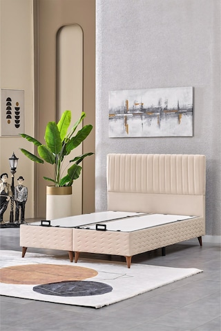 Evdemo Ezgi Çift Kişilik Baza Başlık Set Krem 150 200 150 x 200