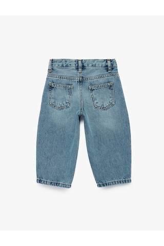 Koton Pamuklu Oversize Denim Pantolon Orta İndigo 7wmb40003td