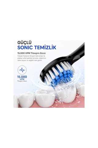 Robeve Auhma Amf13 Elektrikli Diş Fırçası 15.000 Vpm Sonic Titreşim 5 Temizlik Modu 4 Yedek Fırça Başlığı Type-c Şarj Ipx7 Suya Dayanıklı Şarjlı Diş Fırçası Beyaz