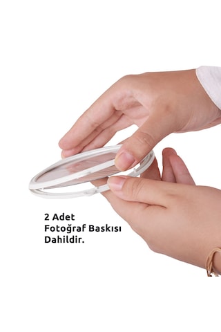 Led Işıklı Yuvarlak Fotoğraf Çerçevesi Kişiye Özel Fotoğraf Baskılı Resimli Gece Lambası Beyaz