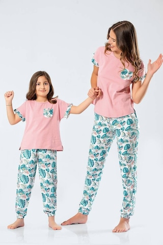 Türen Kadın Dokuma Yapraklı Kısa Kollu Pijama Takım 001