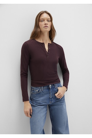 Mavi - Uzun Kollu Bordo Basic Tişört 1613621-70223 Bordo
