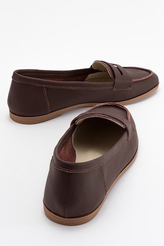 Luvishoes F02 Kahve Cilt Hakiki Deri Kadın Babet Kahverengi