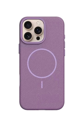 Apple Uyumlu iPhone 14 Pro Beats Magsafe Deri Görünümlü Silikon Kılıf Kapak Mor
