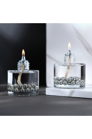 Imperiums Pearl Cylinder Dekoratif Kandil Mum 2'Li Set