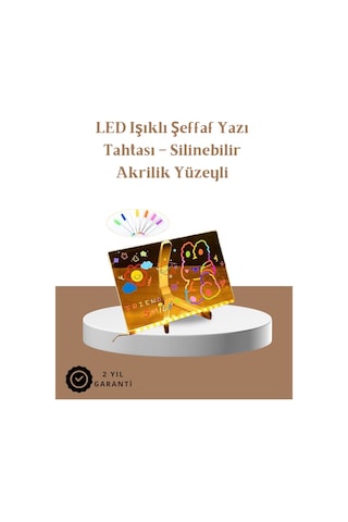 Led Aydınlatmalı Şeffaf Mesaj Tahtası 30x20 Cm, Neon Etkili Yazılar İçin Tasarlandı