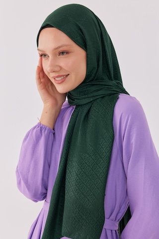 Mirsoy Scarf Halka Desen Parlak Jakar Şal - Zümrüt Zümrüt