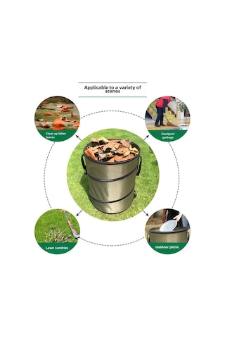 Mufunye Toprak Bahçe Çöp Kutusu Büyük Kapasiteli Fırlatılabilir Oksford Kumaş Dış Mekan Çöpçük Depolama Aleti Toptan Satış