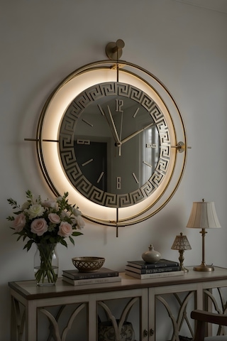 Versay Bronz Exclusive - Gerçek Ayna - Pilli Led Metal Duvar Saati