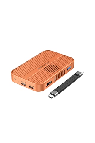 Acasis Ec1401 6in1 Apple Uyumlu iPhone 15/16/17 ,4k60 Hdmı,m.2 Ssd,magsafe,sd/tf,100w Pd Kozmik Turuncu Pro